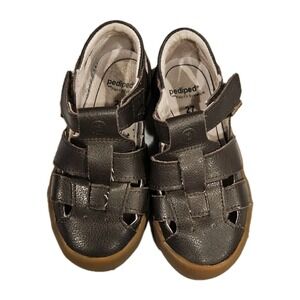 Pediped Flex Leather Sandals Toddler Boys Size EU 27‎ Brown Closed Toe